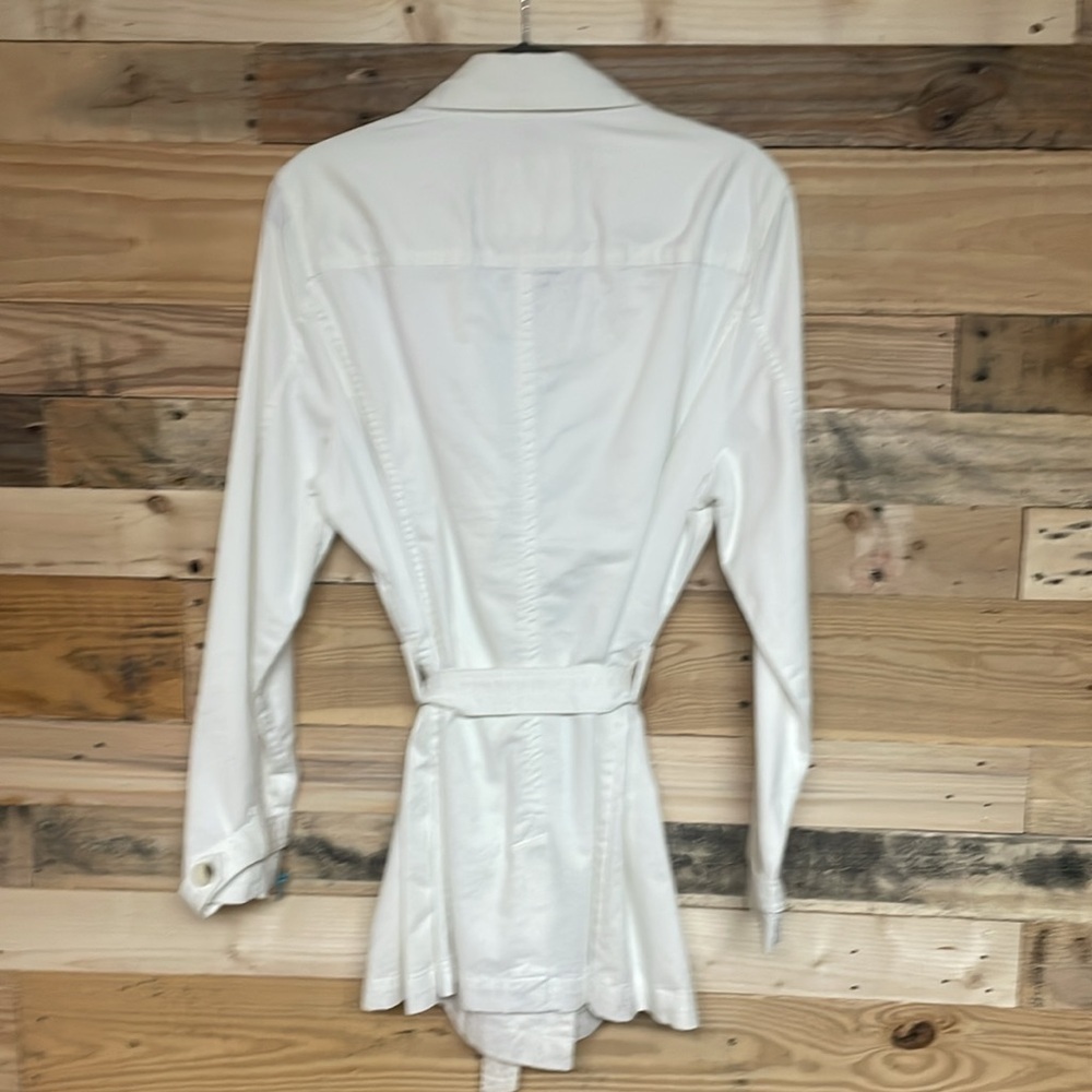 Sonoma size XL White Soft Denim Double-Breasted Trench Coat with Pockets - Picture 8 of 11
